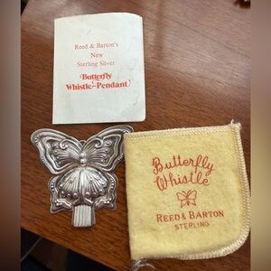 Reed & Barton Vintage 925 Sterling Silver Butterfly Whistle w/packaging